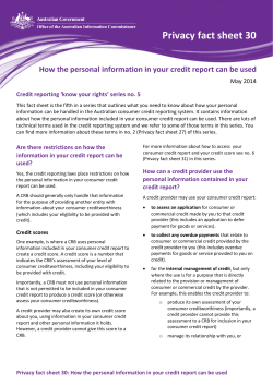 Privacy fact sheet 30: How the personal information in your