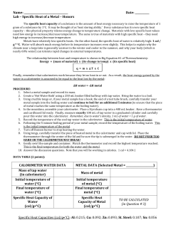Lab Activity: Determining Specific Heat of a Metal