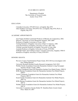 Curriculum Vitae - UT College of Liberal Arts