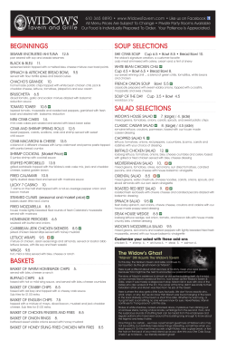 every day menu - Widow`s Tavern and Grille
