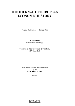 THE JOURNAL OF EUROPEAN ECONOMIC HISTORY