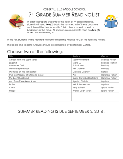 7th Grade Summer Reading - Robert E. Ellis Middle School