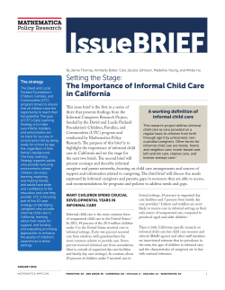 Setting the Stage: The Importance of Informal Child Care in California
