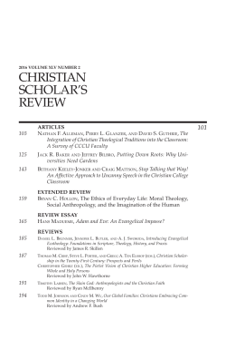 Sample Issue - Christian Scholar`s Review