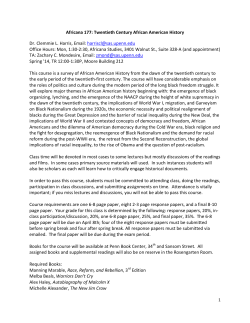 Africana 177: Twentieth Century African American History Dr