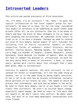 Introverted Leaders - Introvert Revolution