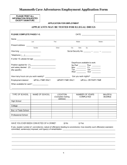 Mammoth Cave Adventures Employment Application Form