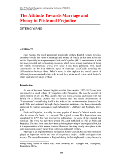 The Attitude Towards Marriage and Money in Pride and Prejudice