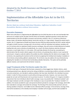 Implementation of the Affordable Care Act in the U.S. Territories