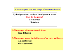 Measuring the size and shape of macromolecules Hydrodynamics