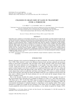 changes in grain size of sand in transport over a foredune