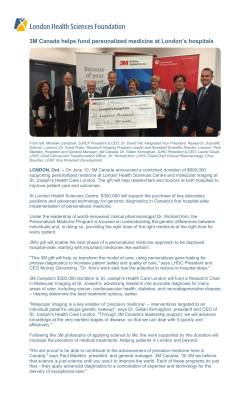 3M Canada helps fund personalized medicine at London`s hospitals