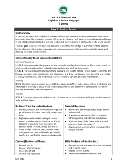 Unit 12.4: Then and Now English as a Second