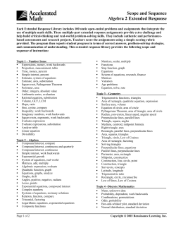 Scope and Sequence Algebra 2 Extended Response
