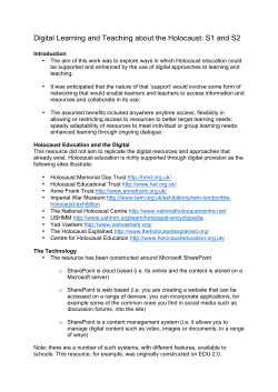 Digital Learning and Teaching about the Holocaust