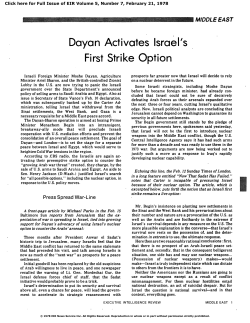 Dayan Activates Israel`s First Strike Option