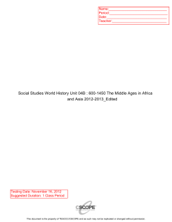 Social Studies World History Unit 04B : 6001450 The Middle Ages in