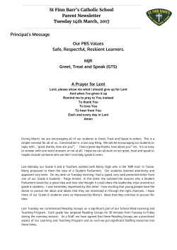 March 14th Parent Newsletter - St Finn Barr`s Catholic Primary School