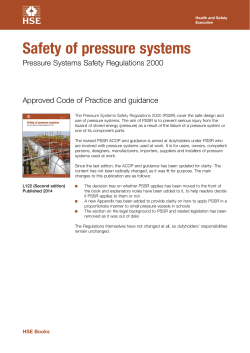 Safety of pressure systems