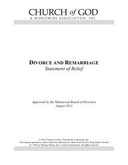 DIVORCE AND REMARRIAGE Statement Of Belief
