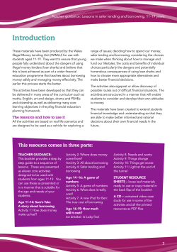 Lessons in safer lending and borrowing (Ages 11-19)