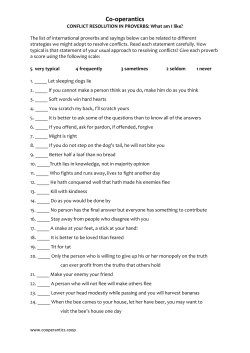 Conflict resolution in proverbs 2014