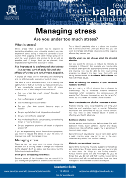 Managing stress - University of Melbourne