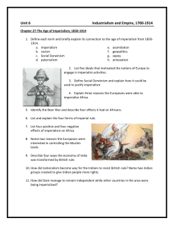 Unit 6 Industrialism and Empire, 1700-1914