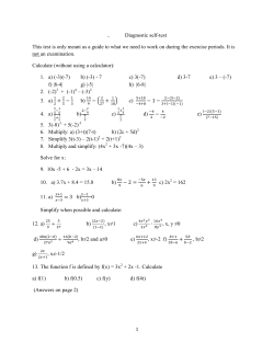 .. Diagnostic self-test This test is only meant as a guide to what we