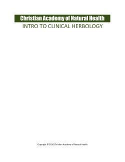 intro to clinical herbology - Christian Natural Health Network