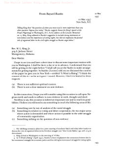 From Bayard Rustin The Martin Luther King, Jr. Papers Project