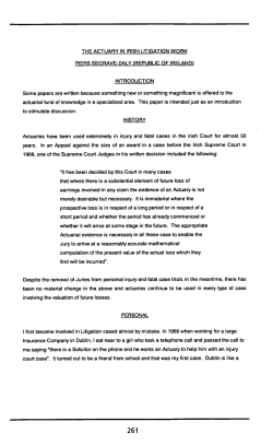 The Actuary in Irish Litigation Work - International Actuarial Association