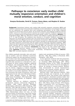 Pathways to conscience: early mother&ndash;child mutually