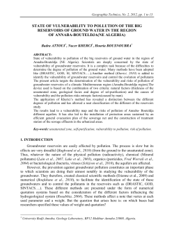 state of vulnerability to pollution of the big reservoirs of ground water