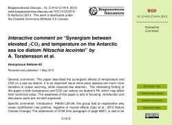 Interactive comment on &ldquo;Synergism between elevated pCO2 and