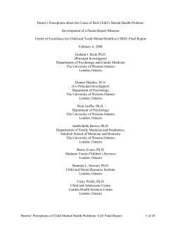 Parents` Perceptions of Child Mental Health Problems: CoE Final