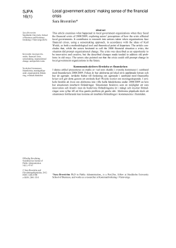 Local government actors` making sense of the financial crisis SJPA