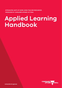 Applied learning handbook - Consumer Affairs Victoria