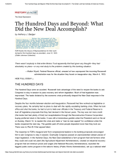 The Hundred Days and Beyond: What Did the New Deal Accomplish?
