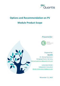 Options and Recommendation on PV Module Product Scope