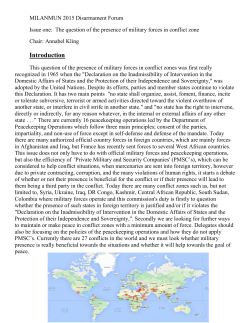 The question of the presence of military forces in conflict zone