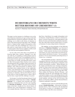 do historians or chemists write better history of chemistry?