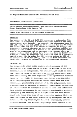 The elongation of mismatched primers by DNA polmerasea from &alpha;