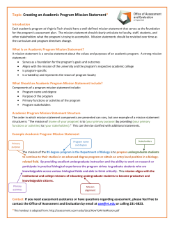 Topic: Creating an Academic Program Mission Statement