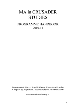 MA in CRUSADER STUDIES