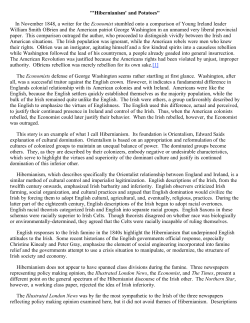 "`Hibernianism` and Potatoes" In November 1848, a writer for the