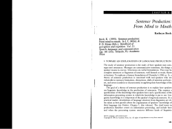 Sentence Production: From Mind to Mouth