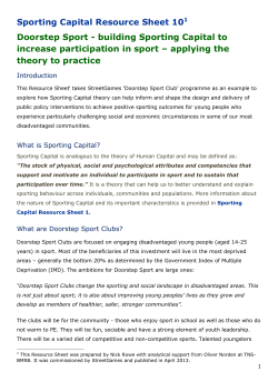 Sporting Capital Resource Sheet 101 Doorstep Sport