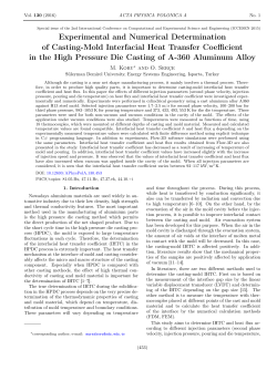 Experimental and Numerical Determination of Casting
