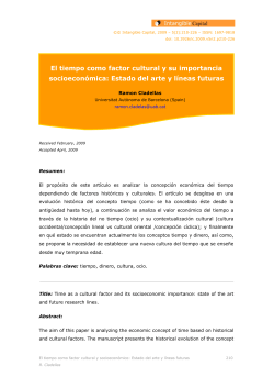 El tiempo como factor cultural y su importancia sociecon&oacute;mica